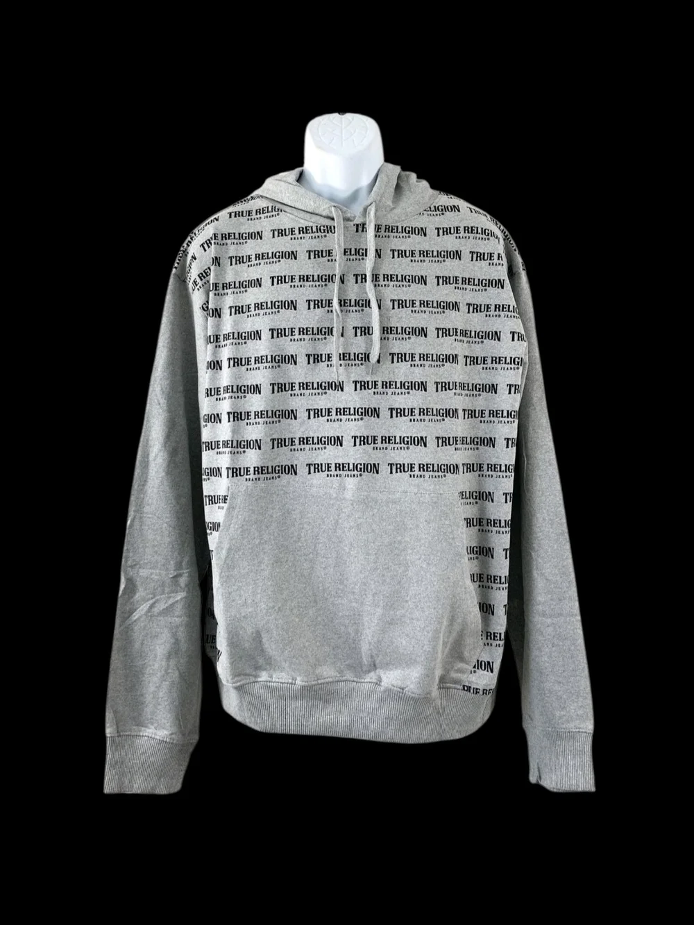True Religion Gray All-Over Logo Hoodie